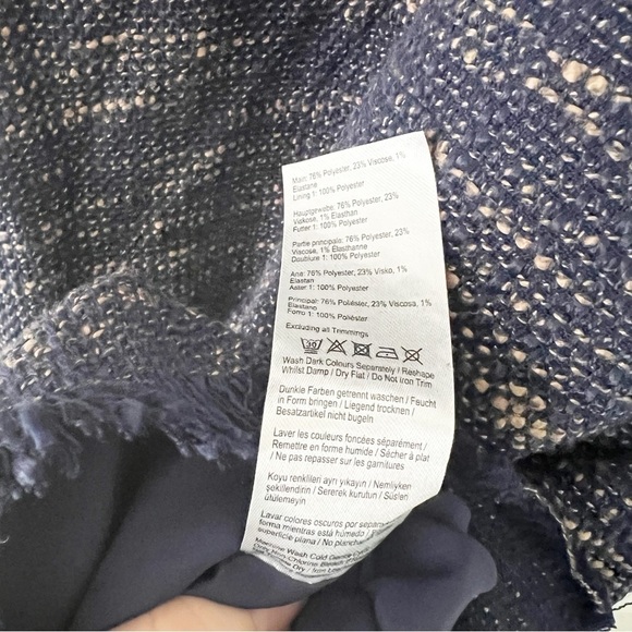 Joules Esther Navy Tweed 3/4 Sleeve Shift Dress Size 14 - Picture 4 of 7